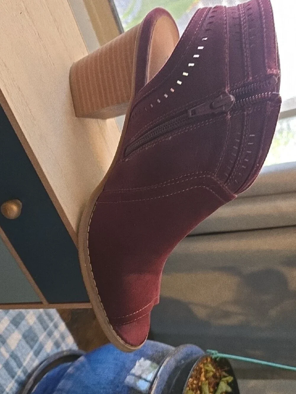 Sonoma burgundy suede